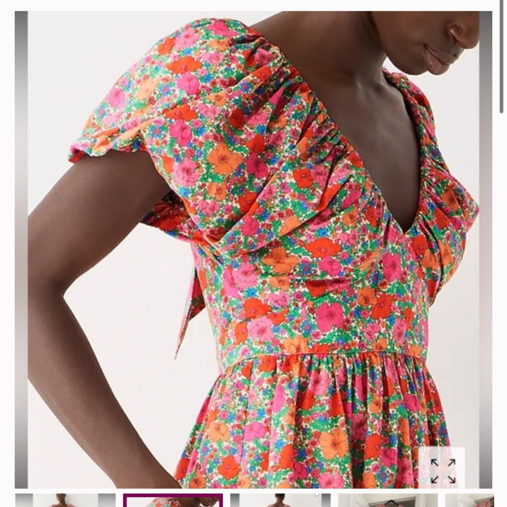 J. Crew Floral Midi Dress in Pink, Orange & Green - Picture 7 of 12